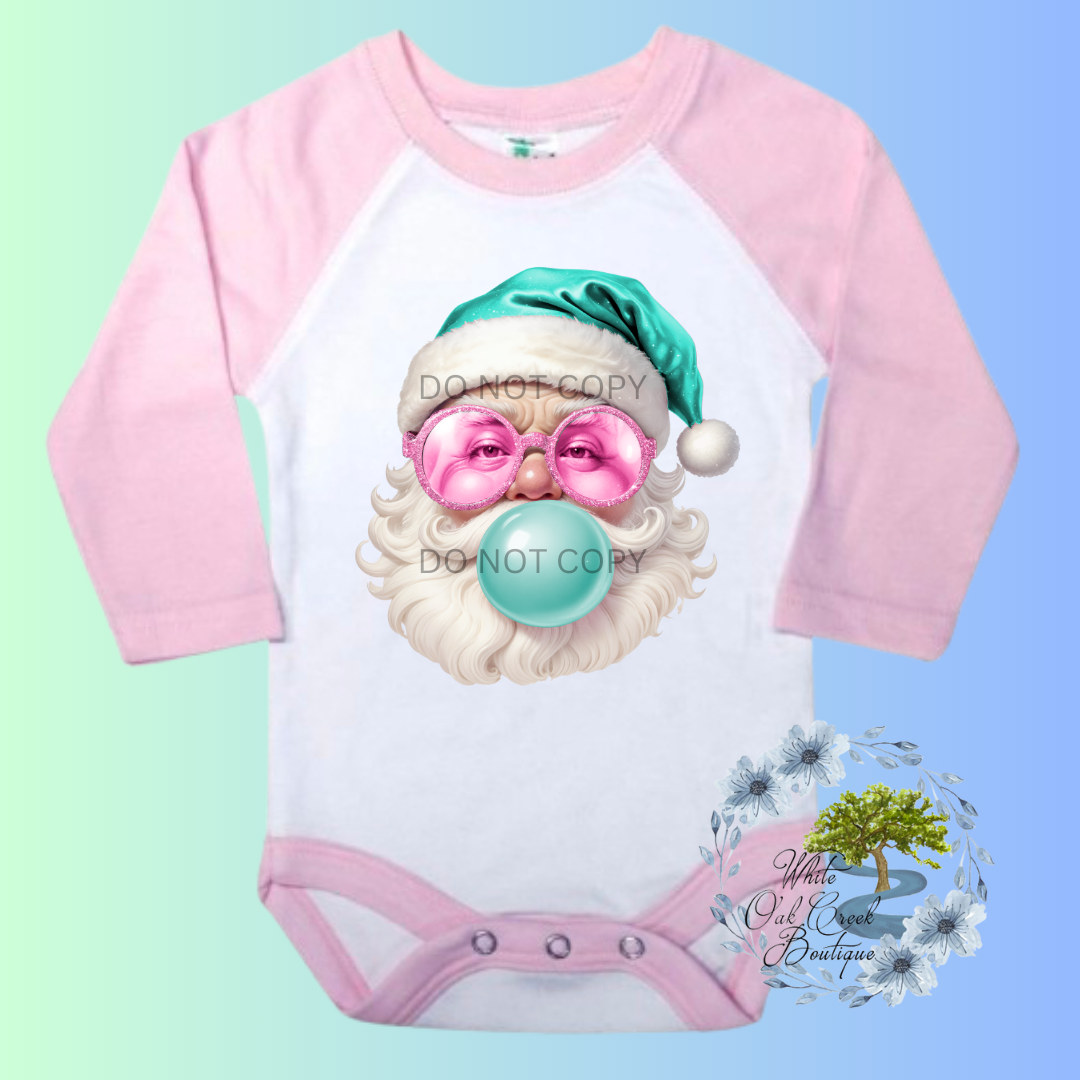 Teal Santa Bubble Gum DTF Transfer