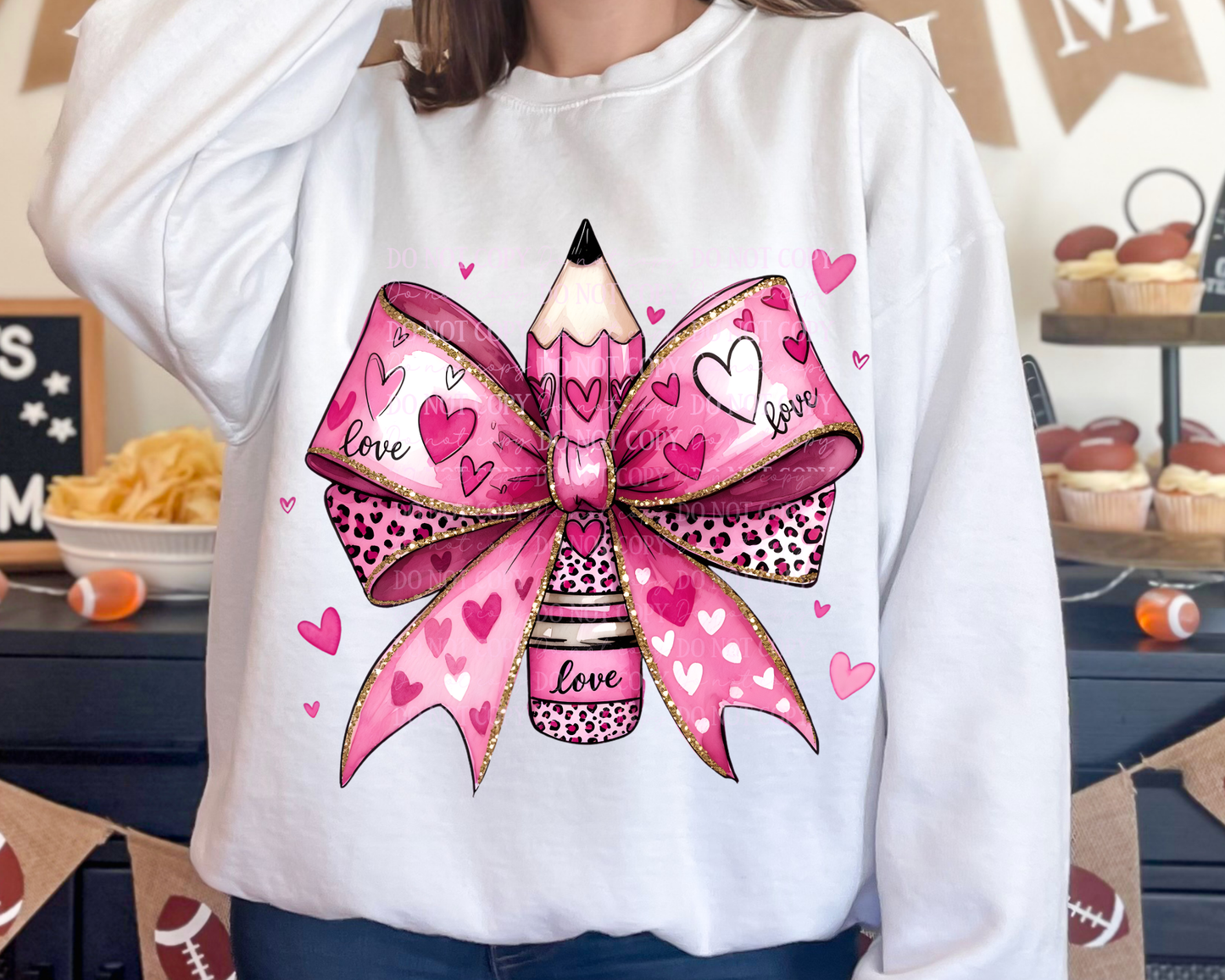 Valentine Coquette Bow Pencil Sweatshirt (Copy)