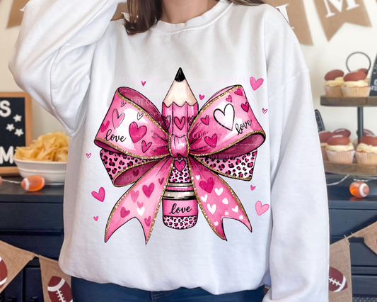 Valentine Coquette Bow Pencil Sweatshirt (Copy)