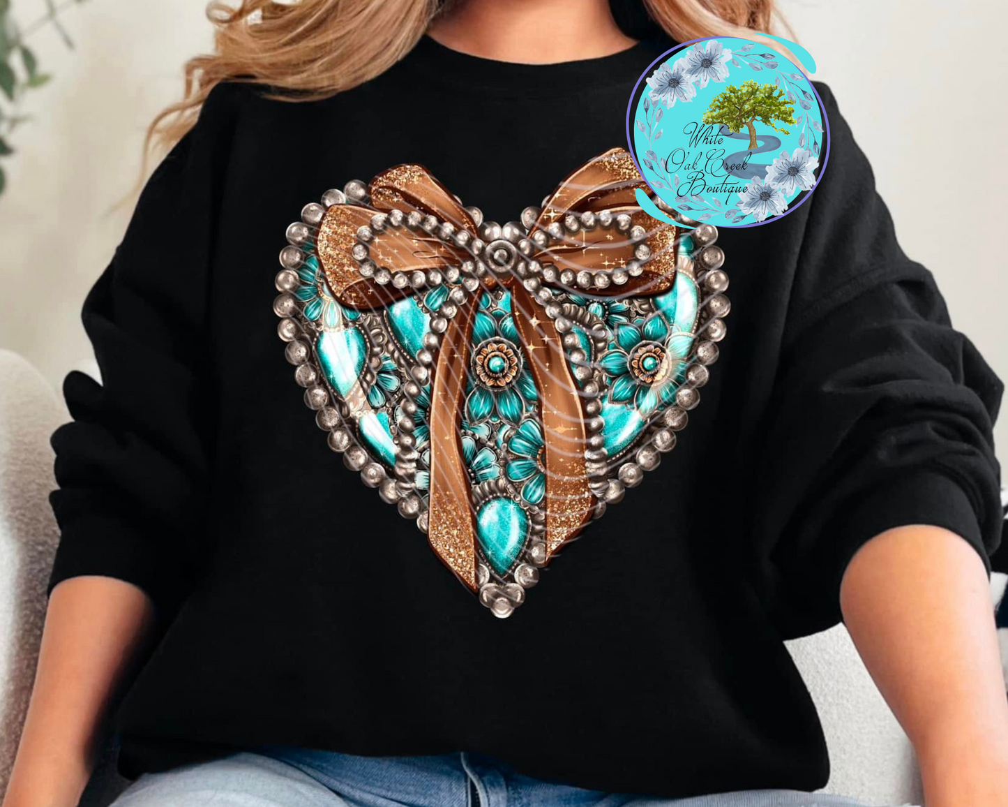 Western Heart Bow Sweatshirt or Tshirt
