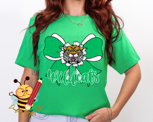 Wildcats Green Bow T-Shirt