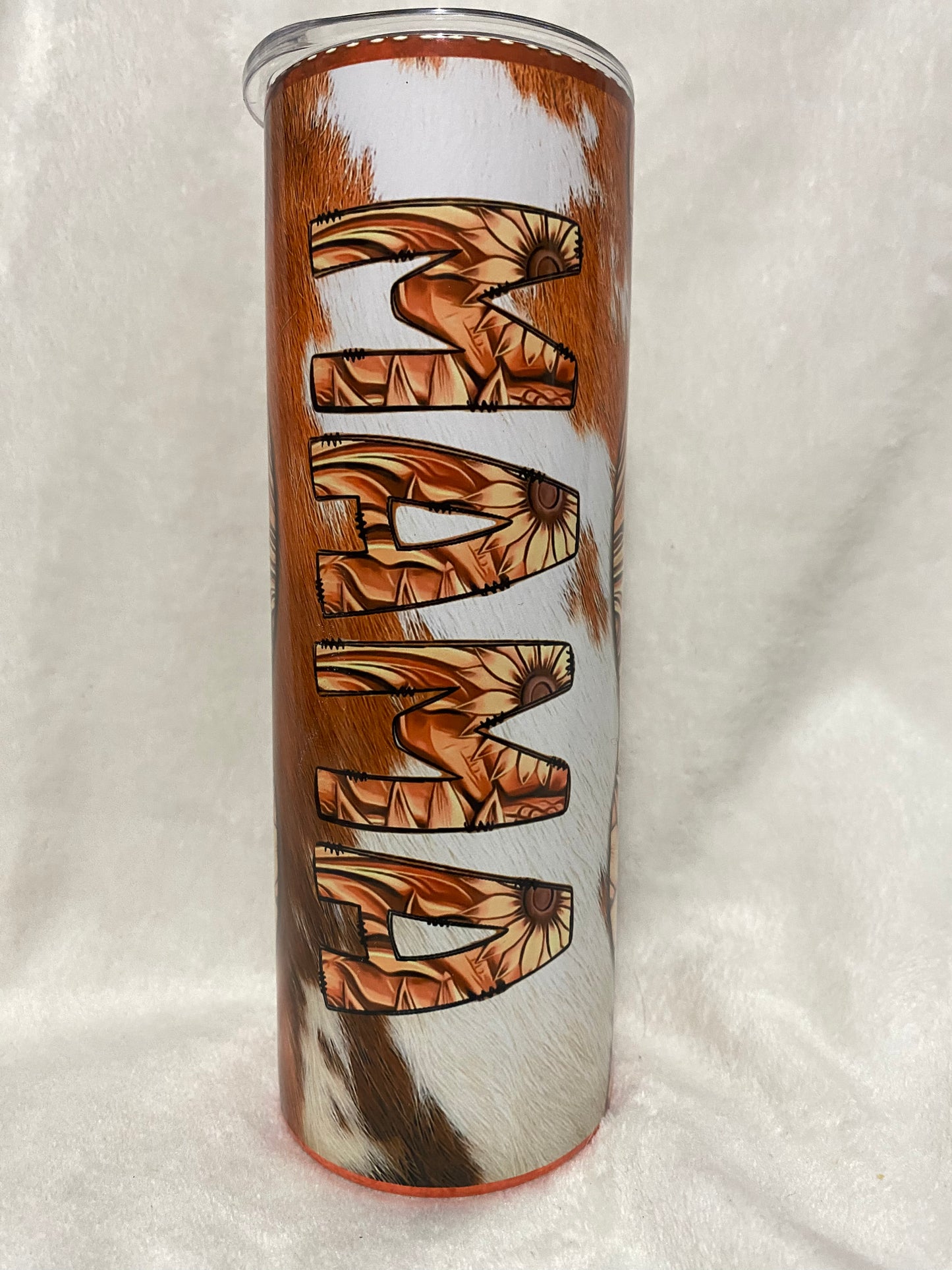 Cowhide Sunflower Faux Leather Tumbler