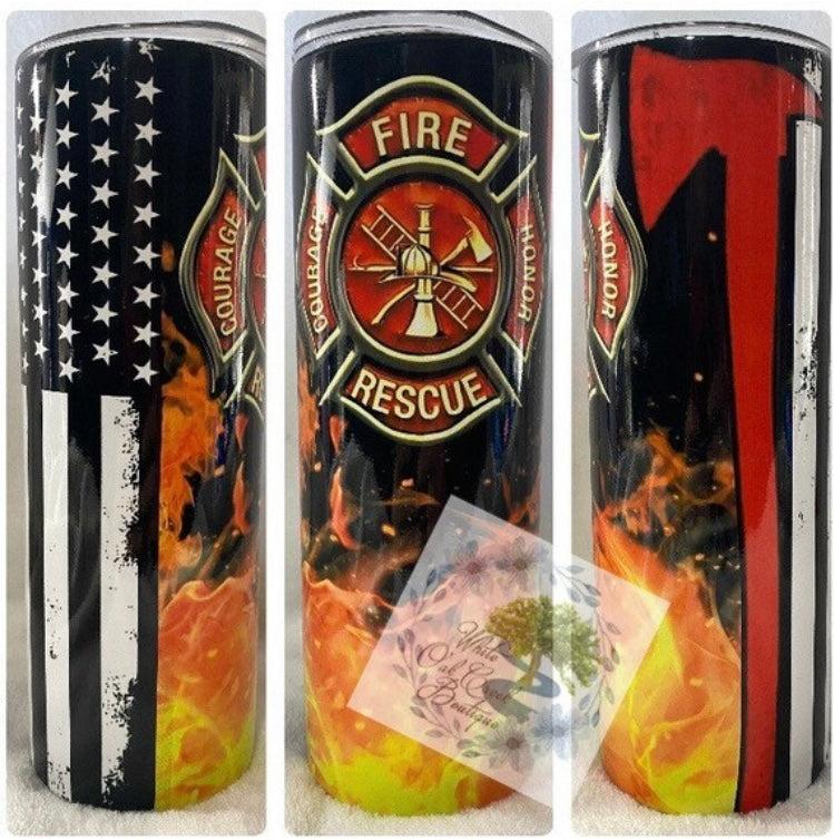 Fire Rescue Axe & Flag Tumbler