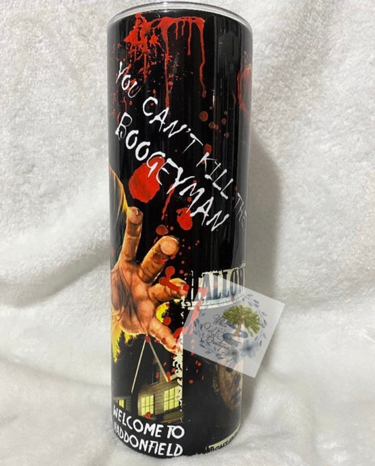 Michael Myers Blood Splatter Horror Halloween Tumbler **Glow Option Available**